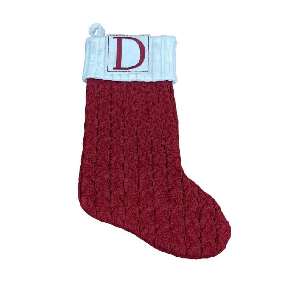 Kohl's Knit Monogrammed Red and White Christmas Stocking